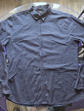 Carbon Men’s Navy Polka Dot Button-Up Shirt